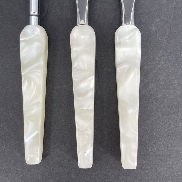 Town & Country Washington Forge 3 pc Carving Set Lucite Swirl Handles Fleetwood - Picture 7 of 16